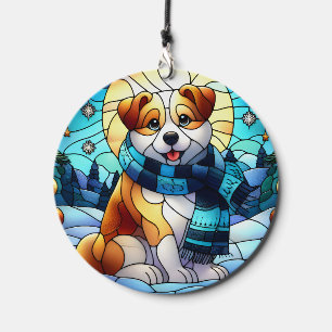 Stained Glass Dog Wind Chime