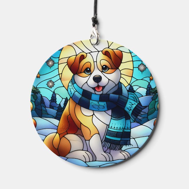 Stained Glass Dog Wind Chime (Front)