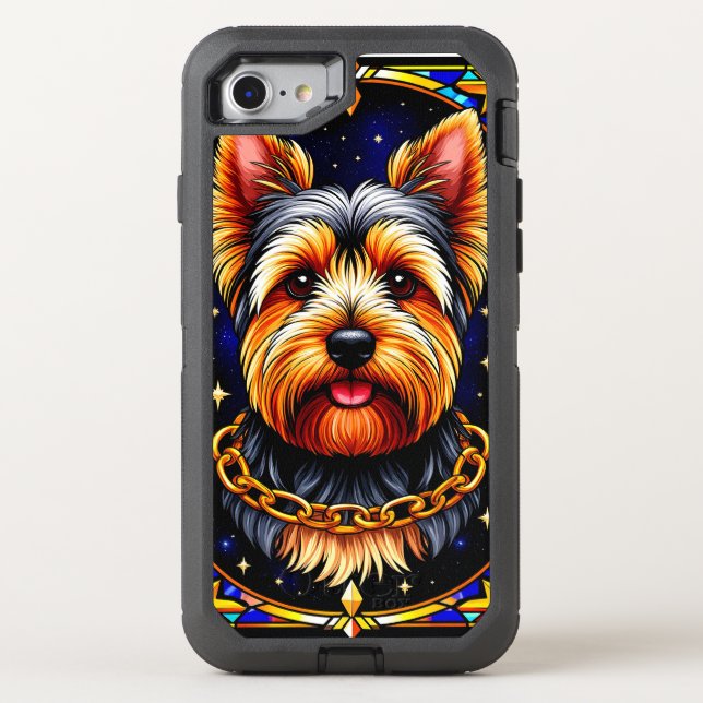 Stained Glass Dog with a Starry Background Otterbox iPhone Case (Back)