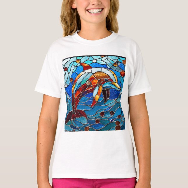 Stained glass dolphin T-Shirt (Front)