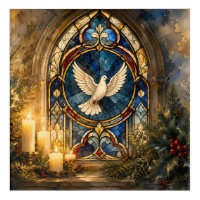 Stained Glass Dove Christmas Window