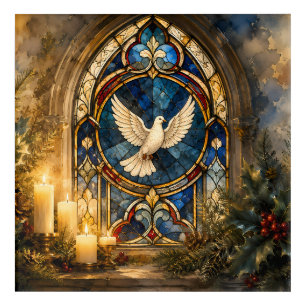 Stained Glass Dove Christmas Window Acrylic Print