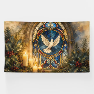 Stained Glass Dove Christmas Window Banner