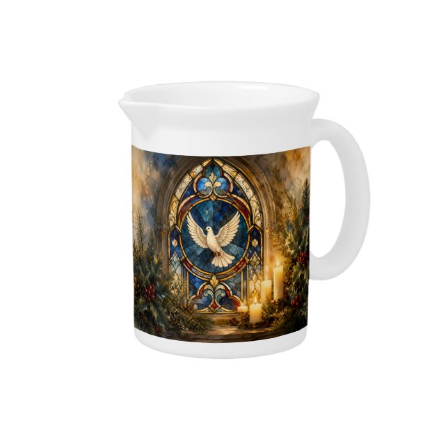 Stained Glass Dove Christmas Window Beverage Pitcher (Right)