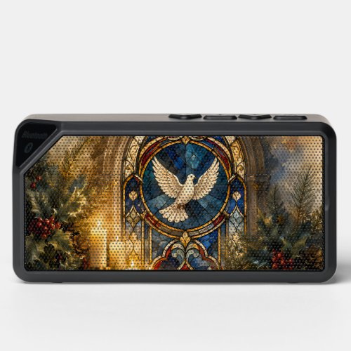 Stained Glass Dove Christmas Window Bluetooth Speaker