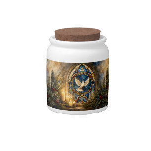 Stained Glass Dove Christmas Window Candy Jar
