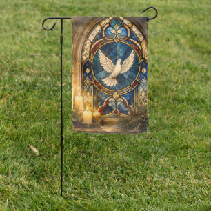 Stained Glass Dove Christmas Window Garden Flag