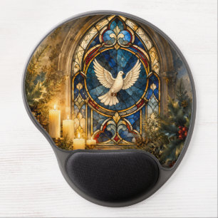 Stained Glass Dove Christmas Window Gel Mouse Pad