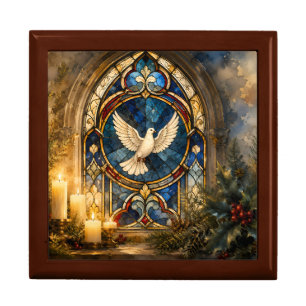 Stained Glass Dove Christmas Window Gift Box