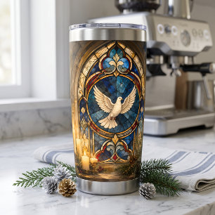 Stained Glass Dove Christmas Window Insulated Tumbler