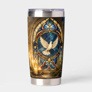 Stained Glass Dove Christmas Window Insulated Tumbler