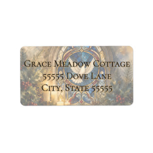 Stained Glass Dove Christmas Window Label