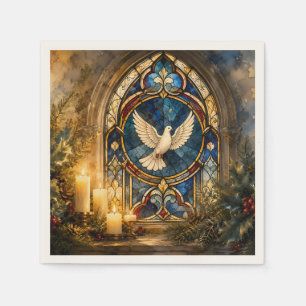 Stained Glass Dove Christmas Window Napkins