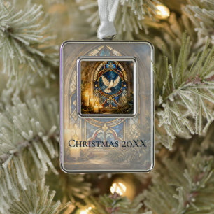 Stained Glass Dove Christmas Window Ornament