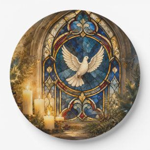 Stained Glass Dove Christmas Window Paper Plates