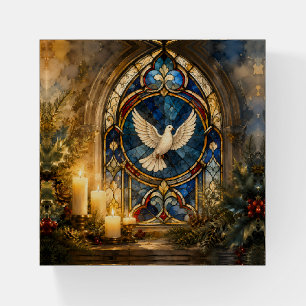 Stained Glass Dove Christmas Window Paperweight