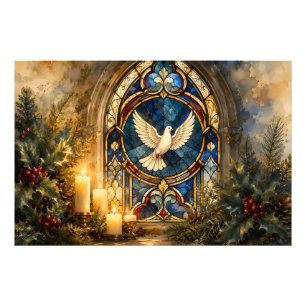 Stained Glass Dove Christmas Window Photo Print