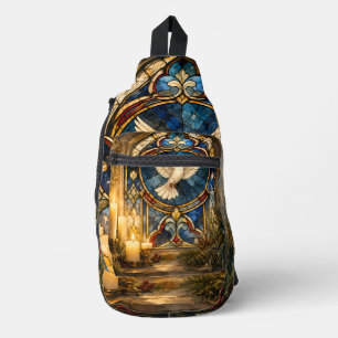 Stained Glass Dove Christmas Window Sling Bag