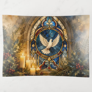 Stained Glass Dove Christmas Window Trinket Tray