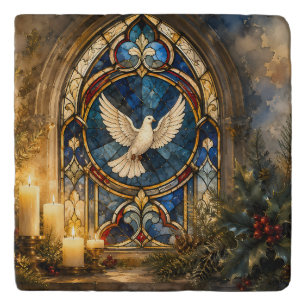 Stained Glass Dove Christmas Window Trivet
