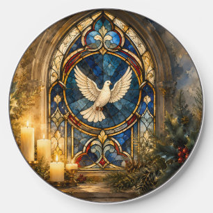 Stained Glass Dove Christmas Window Wireless Charger