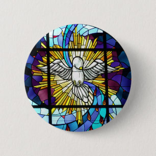 Stained Glass Dove of Peace Collection Pinback Button
