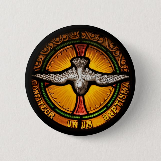 Stained glass dove pinback button (Front)