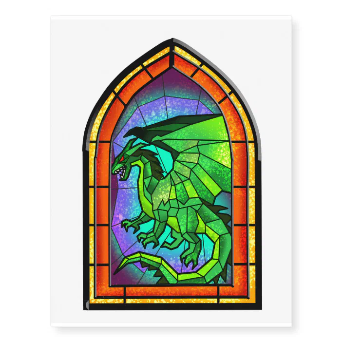 Stained Glass Dragon Tattoo Zazzle Com