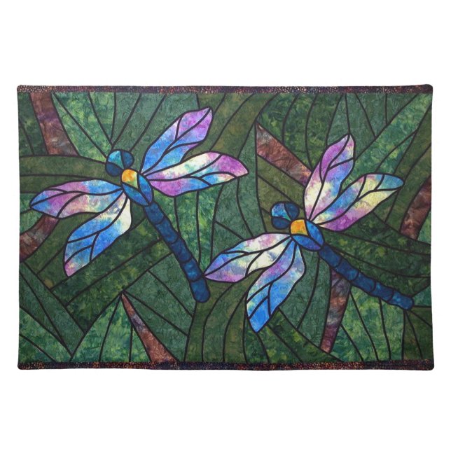 Stained Glass Dragonflies Placemat (Front)