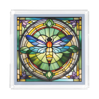 Stained Glass Dragonfly Acrylic Tray