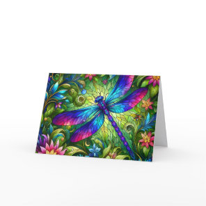 Stained Glass Dragonfly Birthday Card
