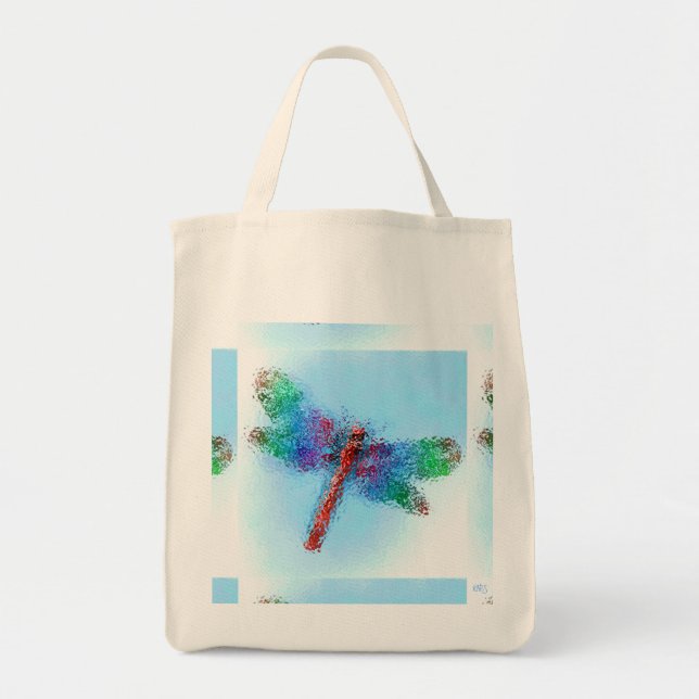 Stained Glass Dragonfly (blue) Tote Bag (Front)