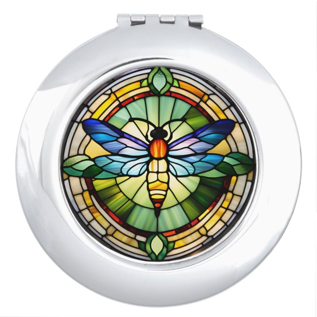 Stained Glass Dragonfly Compact Mirror (Front)