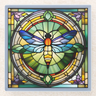 Stained Glass Dragonfly Glass Coaster