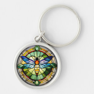 Stained Glass Dragonfly Keychain