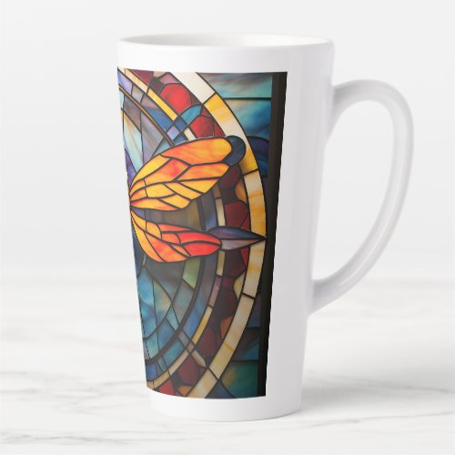 stained glass dragonfly  latte mug