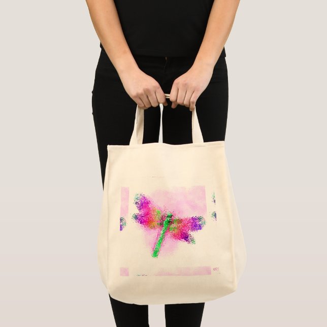 Stained Glass Dragonfly (pink) Tote Bag (Front (Product))