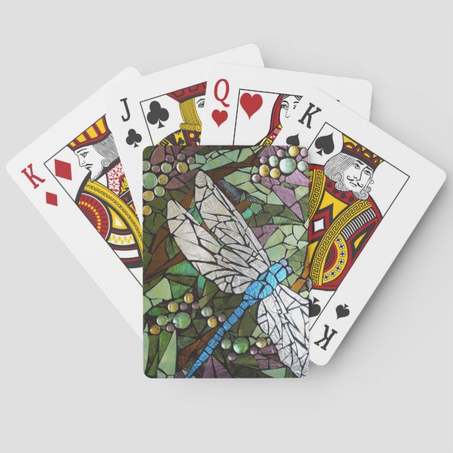 Stained Glass Dragonfly Poker Cards (Back)