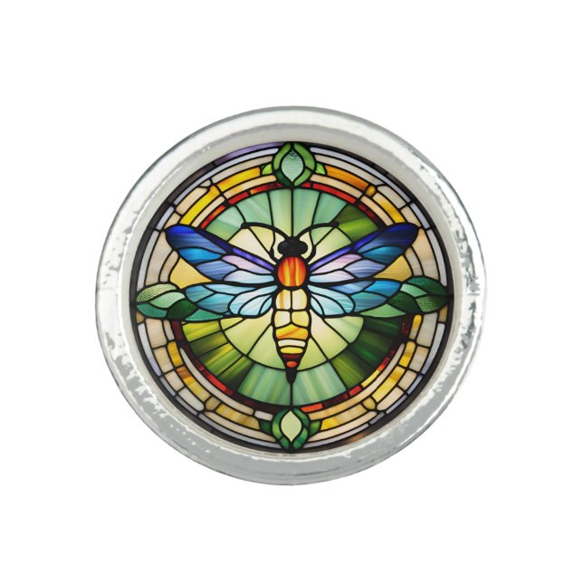 Stained Glass Dragonfly Ring (Front)