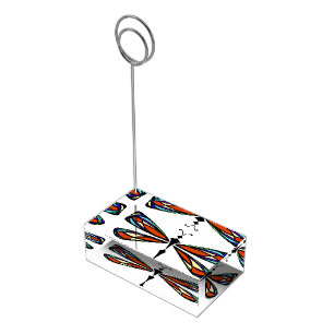 Stained Glass Dragonfly Table Card Holder