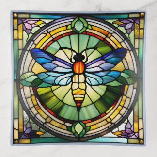 Stained Glass Dragonfly Trinket Tray