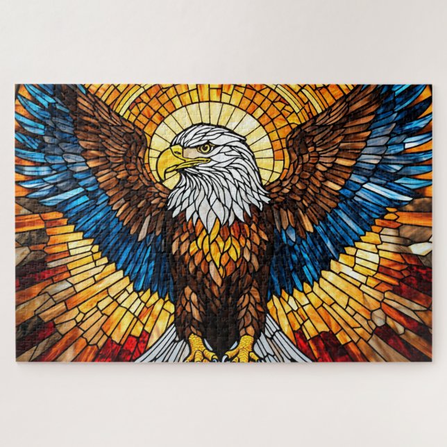 Stained Glass Eagle Jigsaw Puzzle (Horizontal)