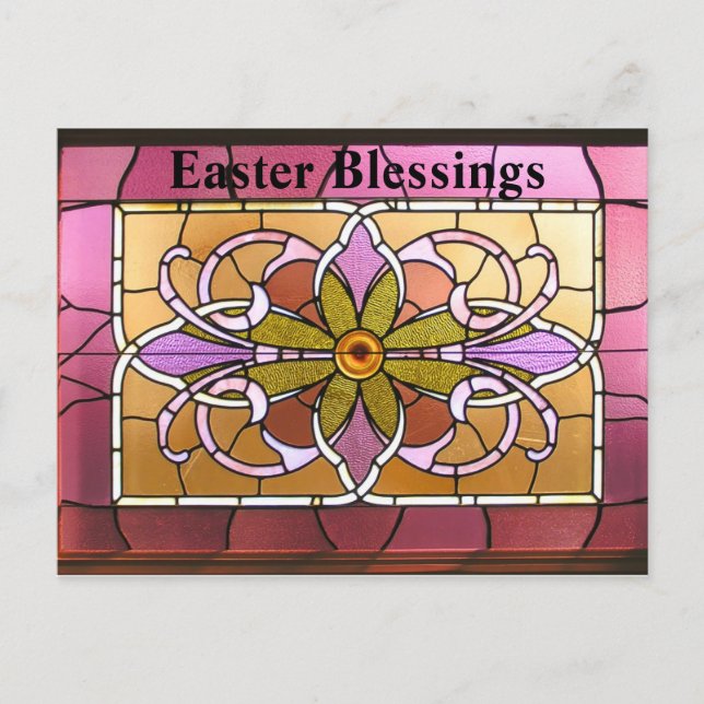 Stained Glass. Easter Blessings. Holiday Postcard (Front)