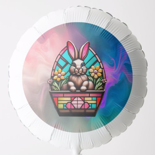 Stained Glass Easter Bunny in Basket _ Balloon