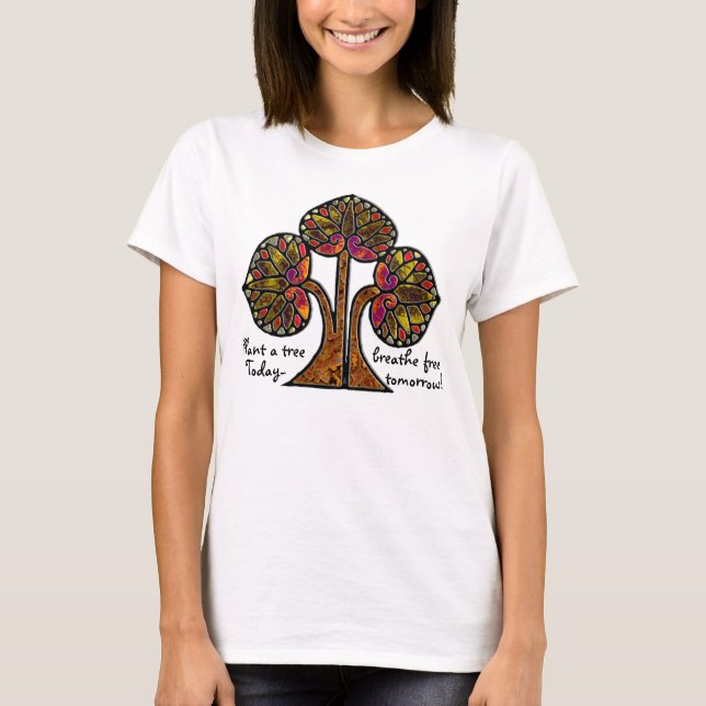 Stained Glass Eco Tree (Personalized) T-Shirt (Front)