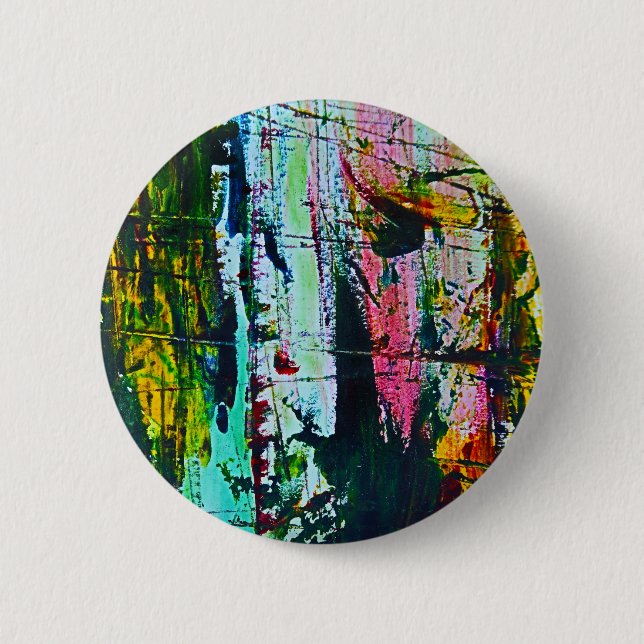Stained Glass effect abstract modern art picture Button (Front)