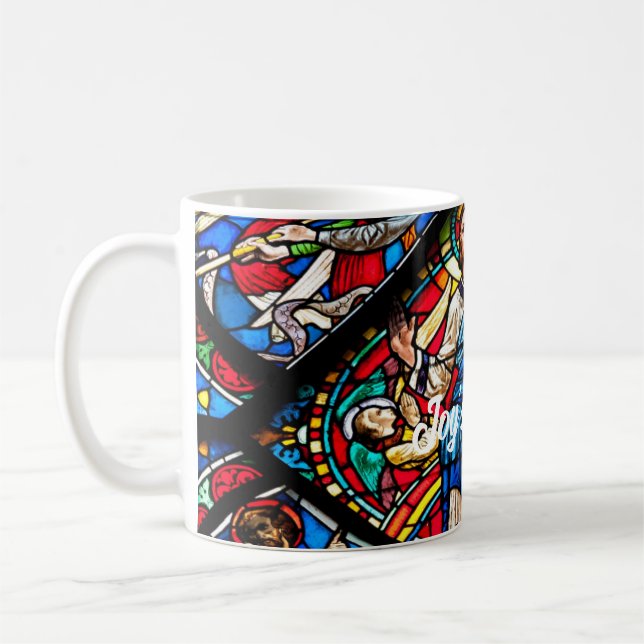 Stained Glass effect coffee mug with editable text (Left)