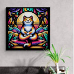 Stained Glass Effect Colorful Cat in Meditation Canvas Print<br><div class="desc">Extra Large (101.60cm x 101.60cm) Canvas print art. Combining a passion for meditation and the signature cat theme,  I wanted to bring a lot of color to people's homes with this design. I really love it and it hits my own heart when I look at it.</div>