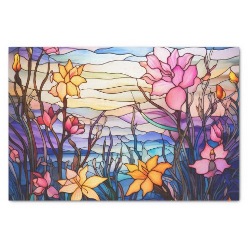 Stained Glass Effect Flowers Decoupage Tissue Paper