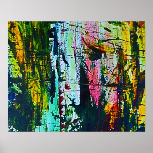 Stained glass effect modern abstract art painting poster
